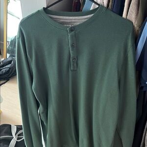 Eddie Bauer Green Henley Long Sleeve Shirt